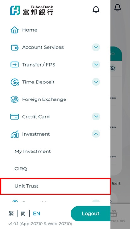 Step 1: Click Unit Trust Screenshot
