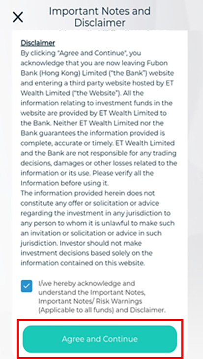 Step 3: Read Important Notes and Disclaimer and
click Agree and Continue Screenshot